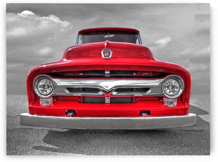 Red Ford F-100 Head On by Gill Billington