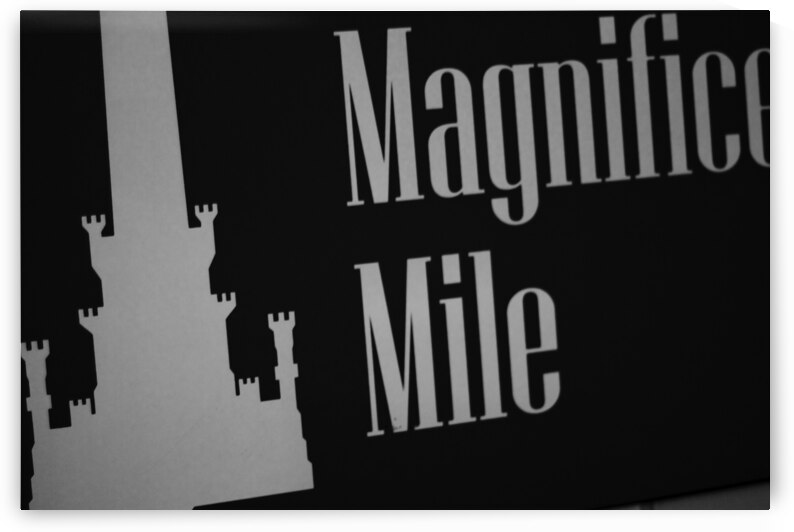 magnificient mile sign red line terminal  horizon by Black And White
