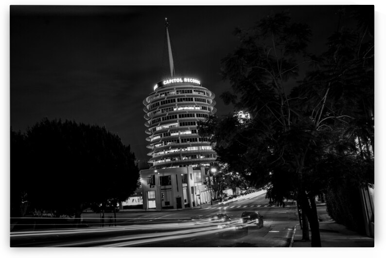 capitol records building yucca vine  horizontal 2 by Black And White