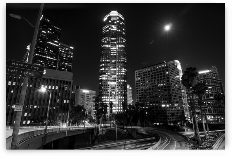 6th street at the 110 downtown la skyline at nigh 1708173690.7742 by Black And White
