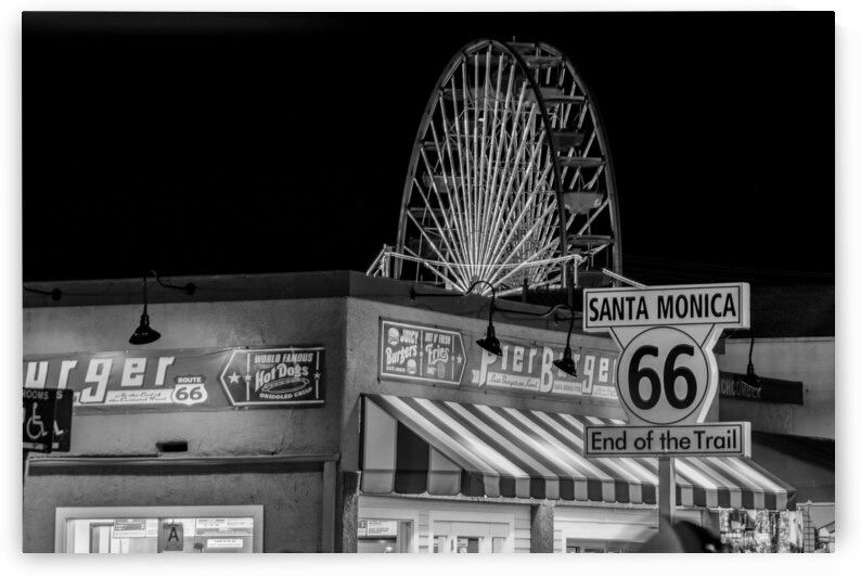 end of route 66 santa monica  horizontal 2198 Tra by Black And White