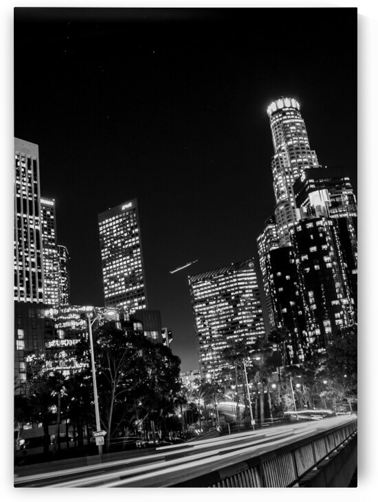 los angeles skyline us bank building bank america by Black And White
