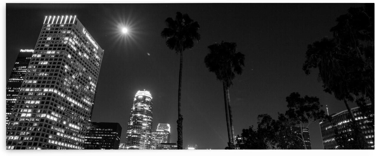 los angeles at night 4th street  panoramic 2134 A by Black And White