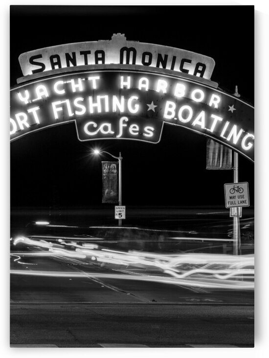santa monica pier at night  vertical 221 Monica 1 by Black And White