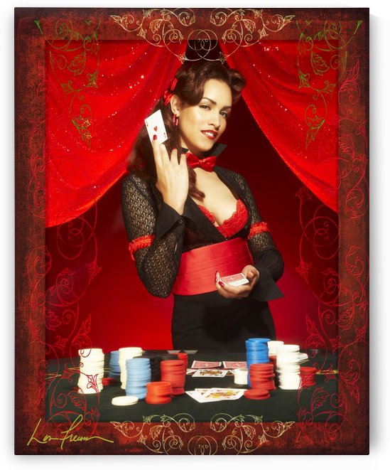 Lou Freeman©  Vintage Pin Up Girl  Card Dealer by Lou Freeman