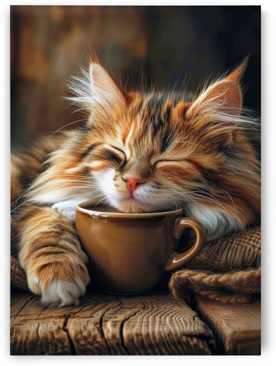 Calico Cat with a Morning Coffee by Anne Laure GOUPIL