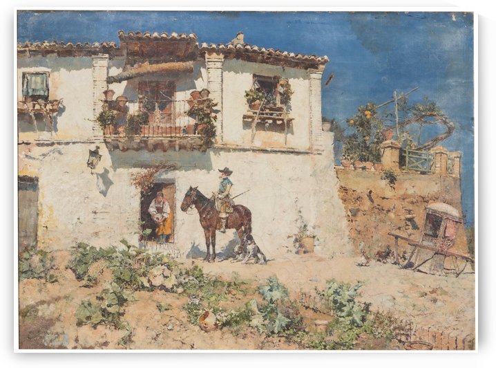 A man on his horse returning home by Jose Moreno Carbonero