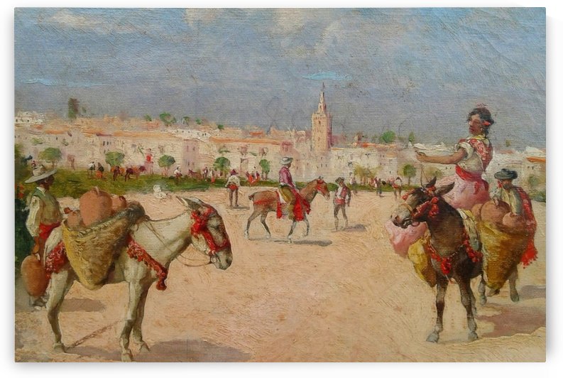 Aguadores en las afueras by Jose Moreno Carbonero