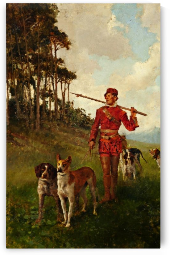 Montero con perros by Jose Moreno Carbonero