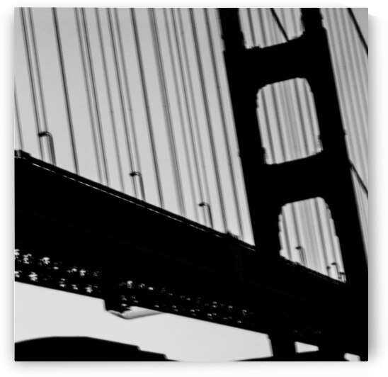 close up golden gate bridge  square 505 Orange 13 by Black And White