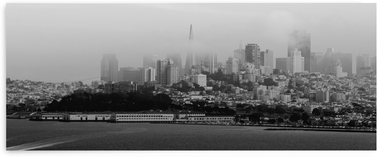 downtown san francisco under fog  panoramic 2836 by Black And White