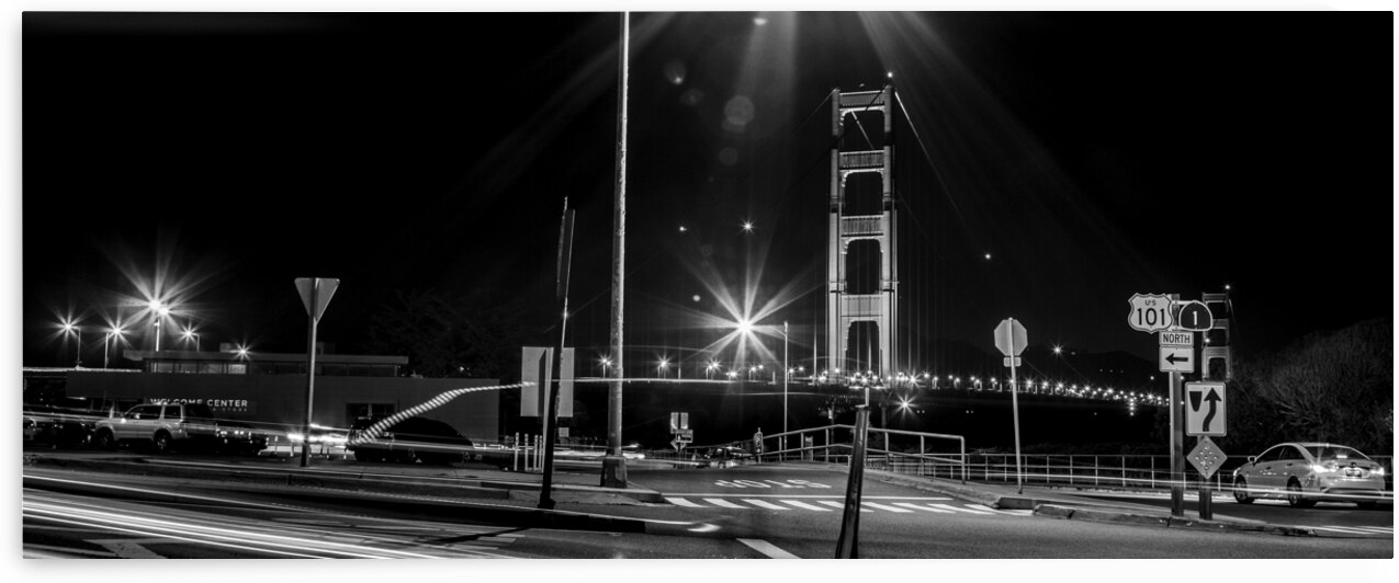 golden gate bridge at night  panoramic 4524 North by Black And White
