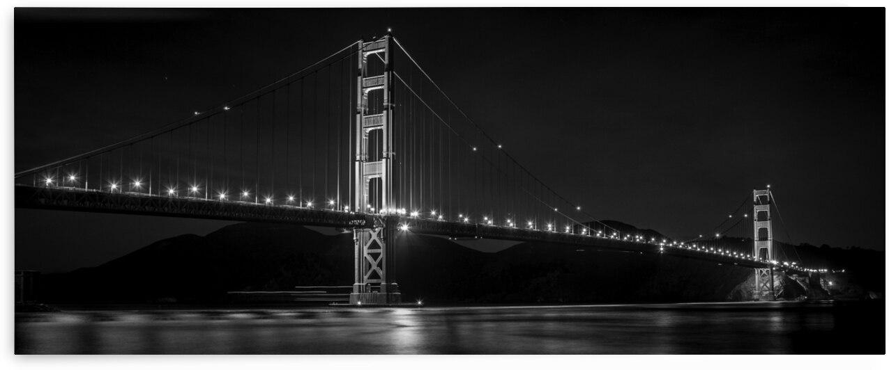 gg bridge night  panoramic 501 Gate 13k by Black And White