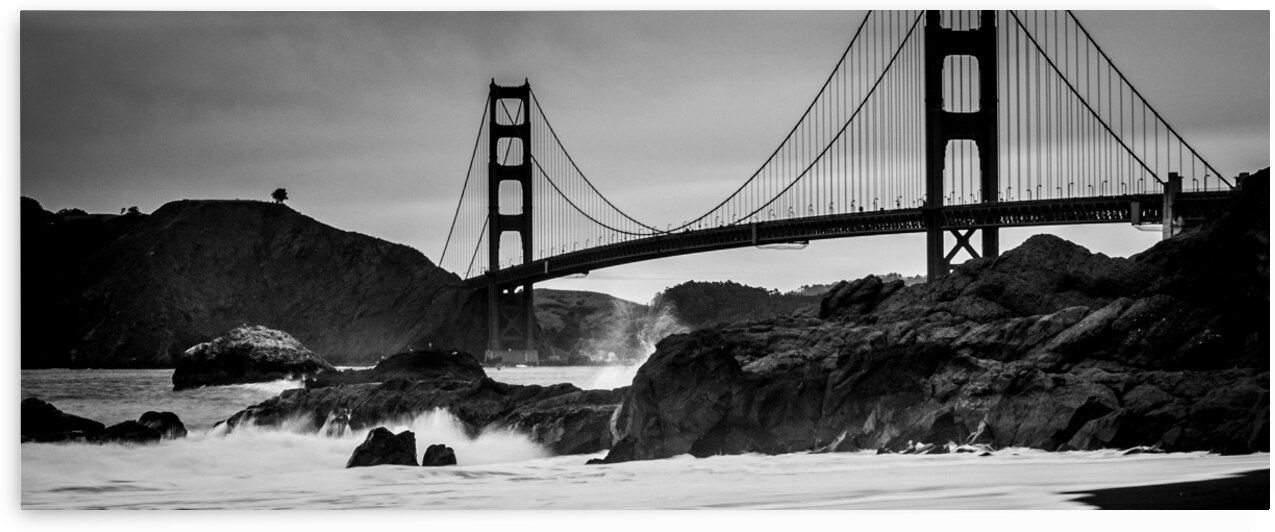 golden gate bridge baker beach  panoramic 487 Bak by Black And White