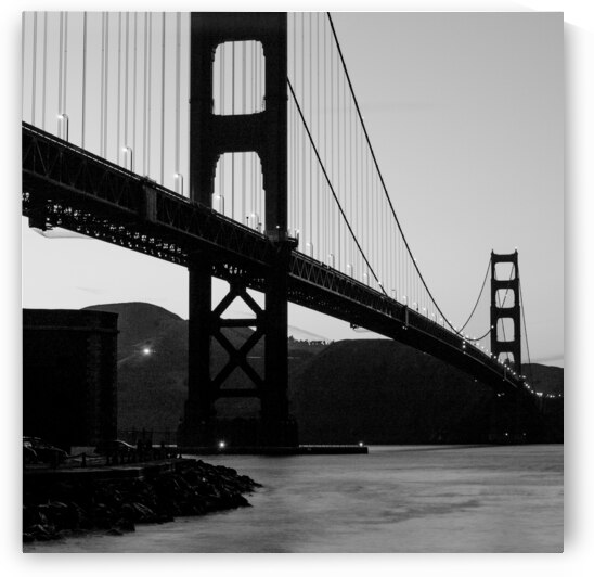 golden gate bridge at dusk  square 508 Strauss 13 by Black And White