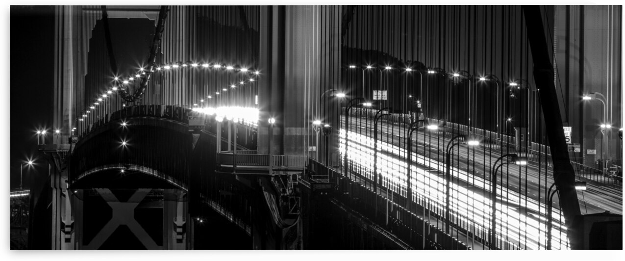 golden gate bridge rush hour traffic  panoramic 2 by Black And White