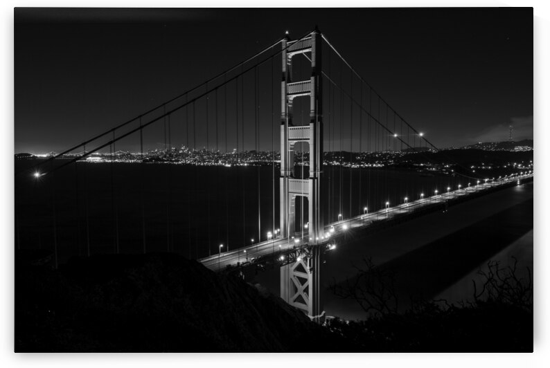 golden gate bridge night from marin headlands  ho by Black And White