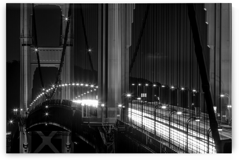 golden gate bridge rush hour traffic  horizontal by Black And White