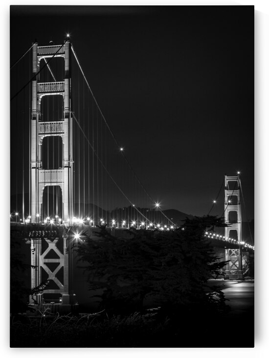 golden gate bridge over sf bay night  vertical 28 by Black And White