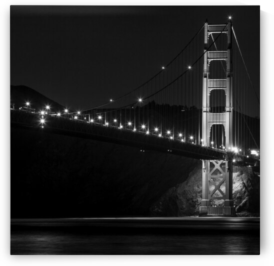 golden gate bridge night marin headlands  square by Black And White