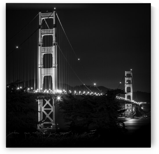 golden gate bridge over sf bay night  square 2815 by Black And White
