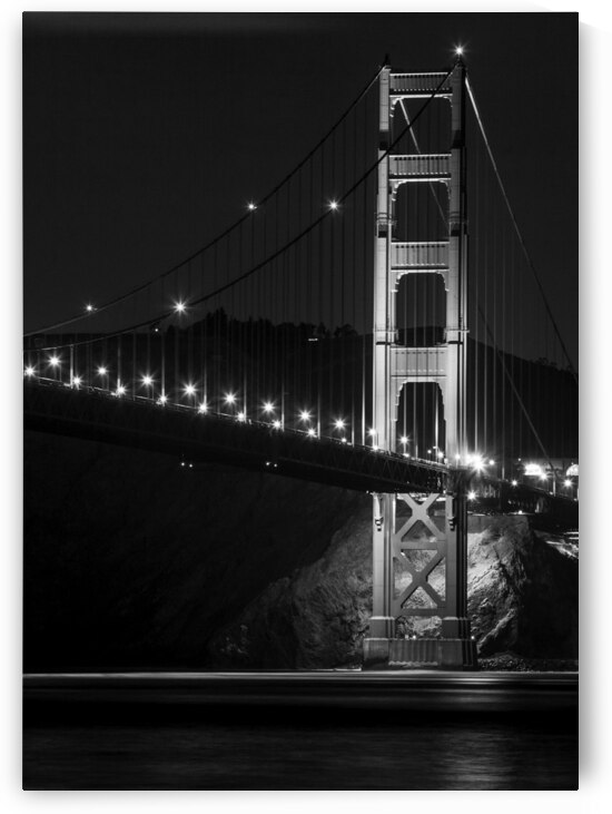 golden gate bridge night marin headlands  vertica by Black And White