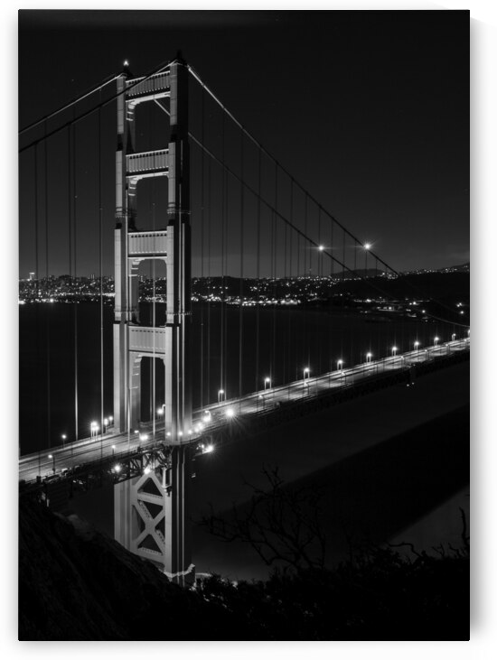 golden gate bridge night from marin headlands  ve by Black And White