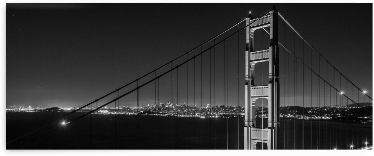 golden gate bridge night battery spencer  panoram by Black And White