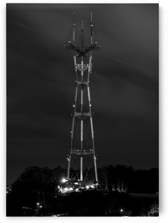 sutro tower twin peaks night  vertical 2858 Sutro by Black And White