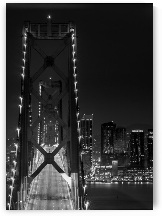 sf bay bridge twin peaks night  vertical 2885 Hil by Black And White