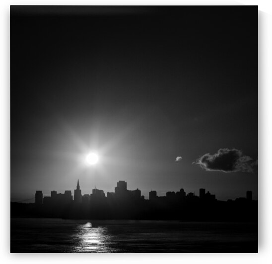 sunrise above san francisco skyline  square 509 S by Black And White