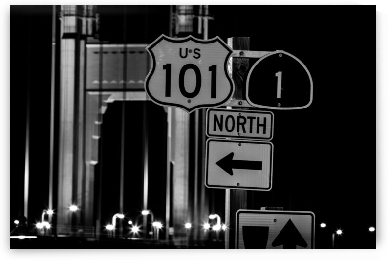 us101 california 1 north gg bridge  horizontal 28 by Black And White