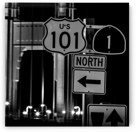 us101 california 1 north gg bridge  square 2895 O by Black And White