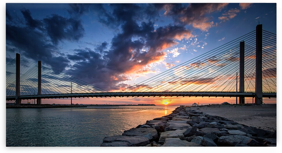 Indian River Inlet and Bay Sunset Wide by Bill Swartwout Photography
