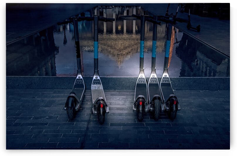 Brussels Scooter Line Reflection by Norma Brandsberg Photography