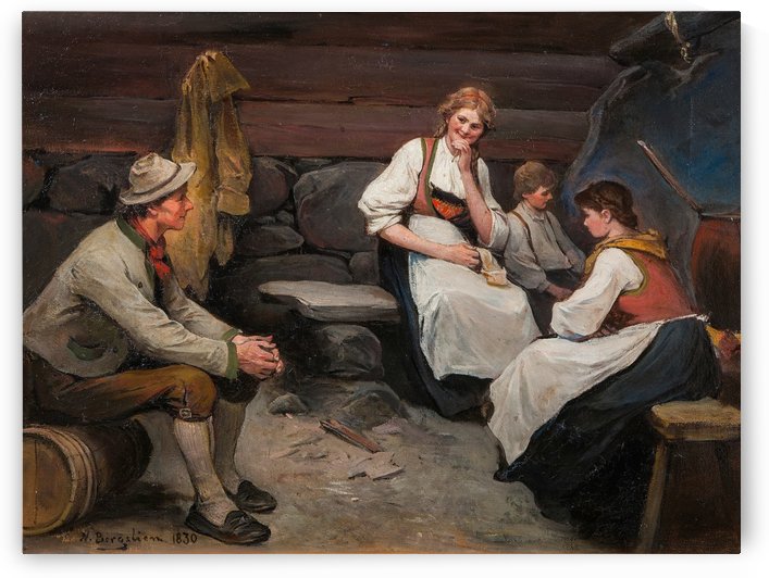 Peasants talking by Nils Nilsen Bergslien
