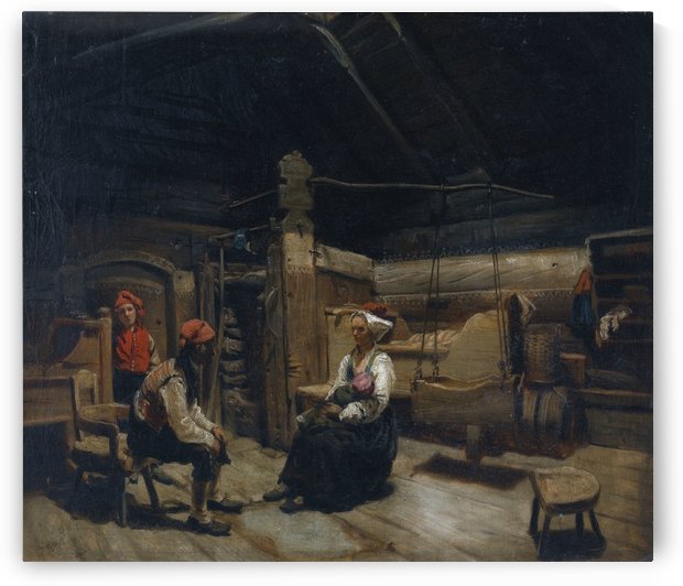 A family inside their home by Nils Nilsen Bergslien