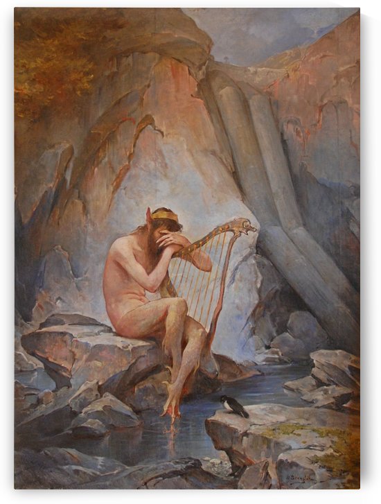 A lonely harp singer by Nils Nilsen Bergslien