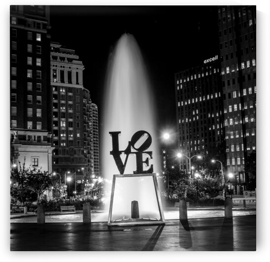 love sculpture at night  square 469 Love 13k by Black And White