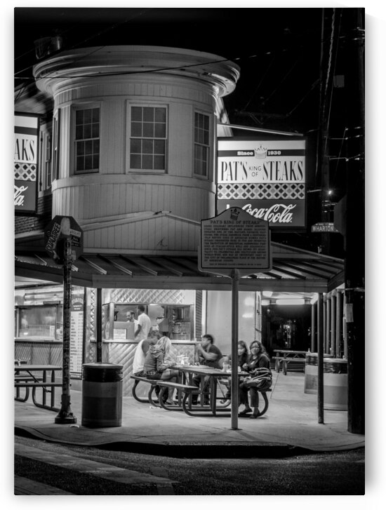 pats steaks at night  vertical 2252 Steakp 13k.jp by Black And White