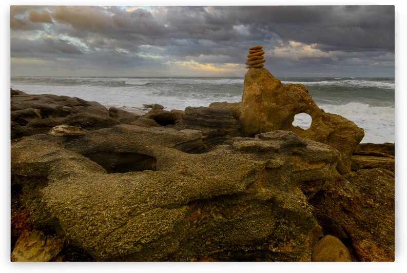 Palm Coast Ocean  Cairns by Norma Brandsberg Photography
