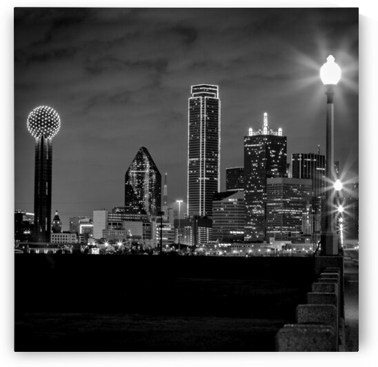 dallas texas skyline at night  square 3312 Forty by Black And White