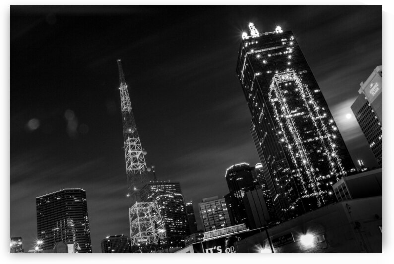 downtown dallas full moon  horizontal 2121 Pepper by Black And White
