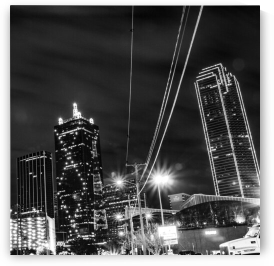 downtown dallas at night  square 3315 Waterboy 13 by Black And White