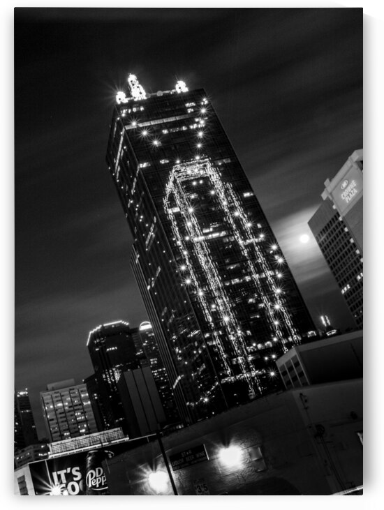 downtown dallas full moon  vertical 2121 Pepper 1 by Black And White