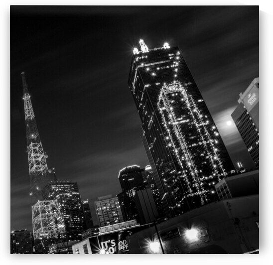 downtown dallas full moon  square 2121 Pepper 13k by Black And White
