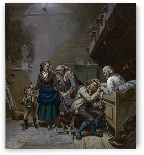 An old father blessing his family by Adolph Tidemand