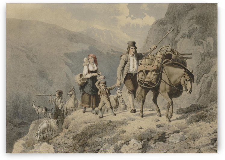 A young family of shepherds by Adolph Tidemand