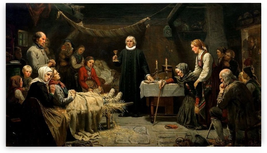 The familly round the death bed of their ancestor by Adolph Tidemand
