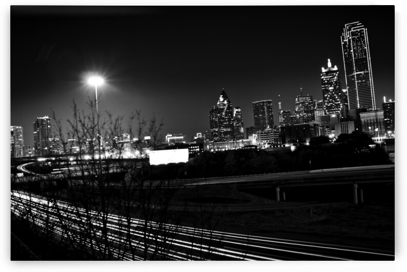 downtown dallas tx skyline at night  horizontal 2 by Black And White